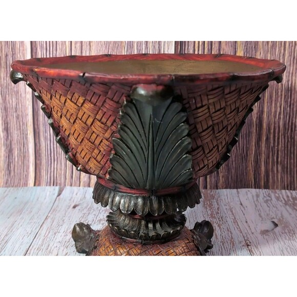 Rare  Exotic Artisan Ornate Footed Fruit Bowl  Pottery Centerpiece Heavy 4.4 lbs - Picture 3 of 17